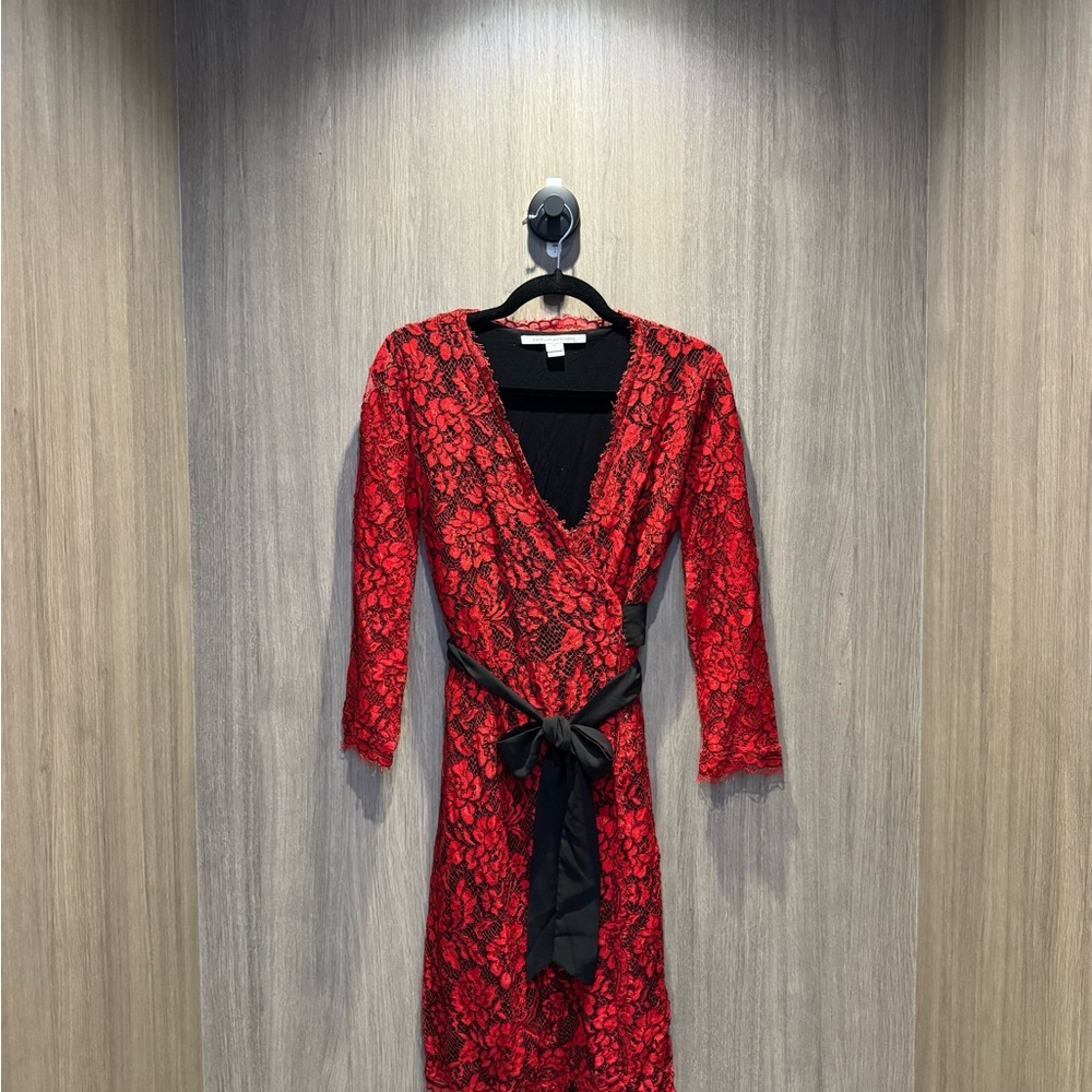 Diane von Furstenberg Red Lace Dress